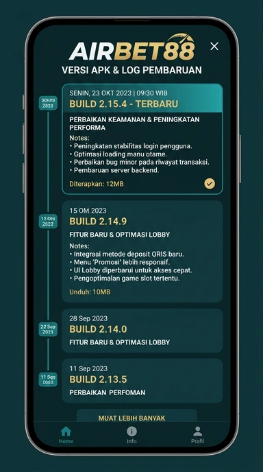 Riwayat Versi airbet88 untuk Pengguna Android