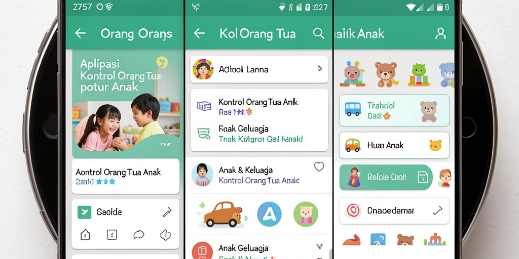 Antarmuka sederhana dan fungsional dari aplikasi Kontrol Orang Tua Anak.