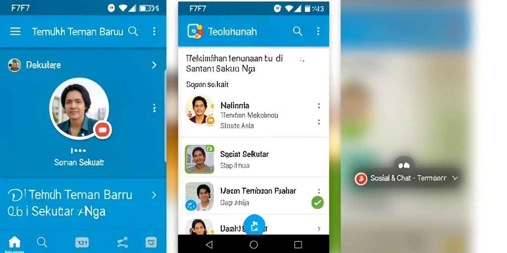 Tampilan antarmuka F7F7 yang menarik untuk Teman Sekitar.