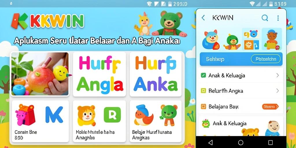 Tampilan antarmuka aplikasui belajar huruf dan angka yang menarik.