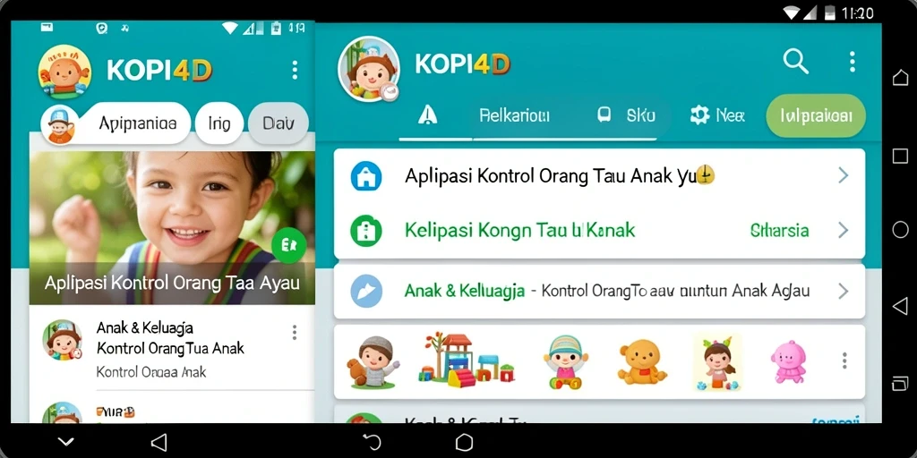 Tampilan antarmuka KOPI4D untuk kontrol orang tua.