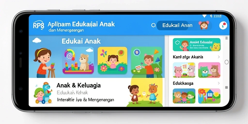 Screenshots antarmuka RP8 menampilkan permainan edukatif yang menarik.