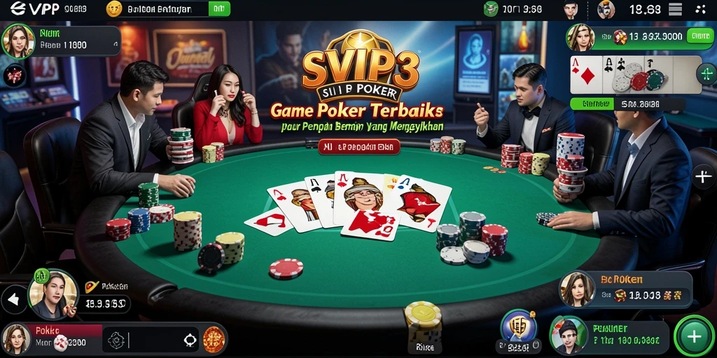 Screenshot utama pengantar antarmuka permainan Poker SVIP3 dengan tampilan menarik.